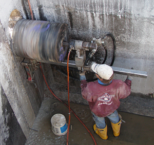 CHESCO diamond wall coring machine in action