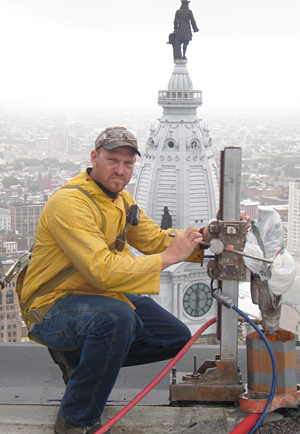 CHESCO operator atop building in Philadelphia