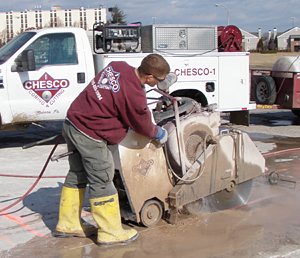 wet slab saw cutting